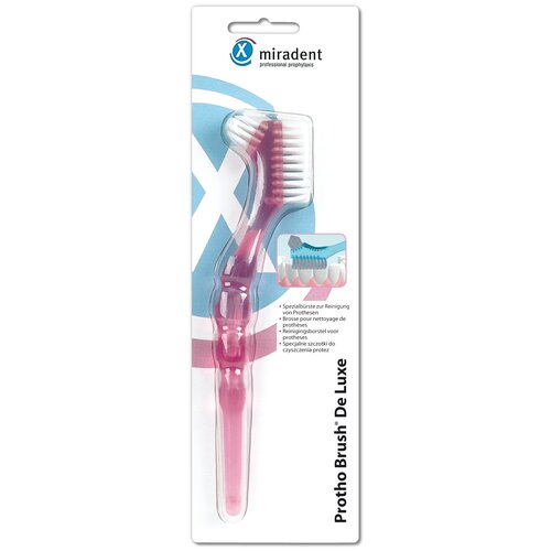 фото Щетка для зубных протезов miradent protho brush de luxe, розовый