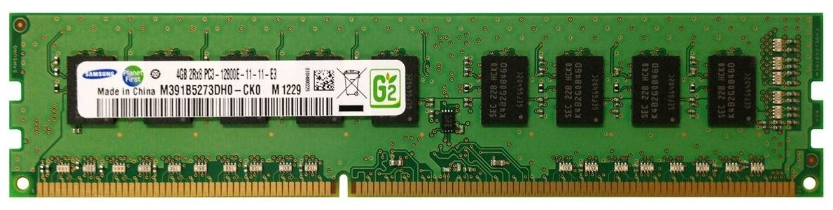 Модуль памяти DDR3 4Gb M391B5273DH0-CK0 Unbuffered Samsung PC3-12800E 1600 UDIMM 2RX8 1,5V Dual Rank
