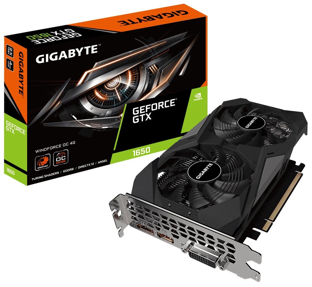 Видеокарта GIGABYTE GeForce GTX 1650 D6 WINDFORCE OC 4G (GV-N1656WF2OC-4GD) (rev 10)