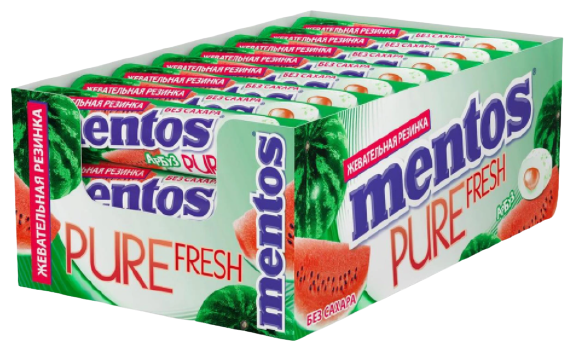 Жевательная резинка Mentos Pure Fresh вкус Арбуз, 24 шт по 15,5 г - фотография № 1