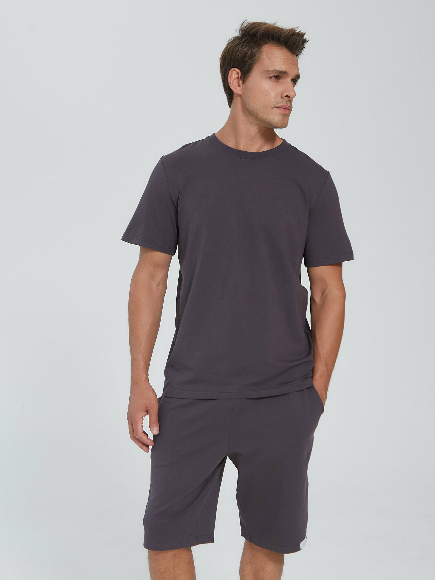 Пижама мужская с шортами, размер 4XL(58), графит - фотография № 11