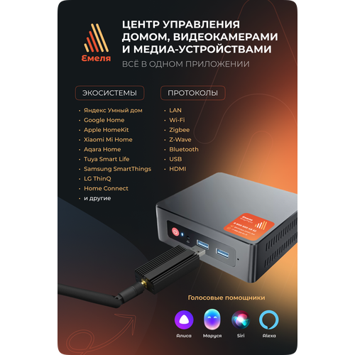 Центр Управления Домом, Видеокамерами и Медиа / Wi-Fi, Zigbee, Bluetooth Хаб для всех устройств умного дома / 8Гб DDR4 / 128Гб SSD / 1Гб LAN / 20dBm