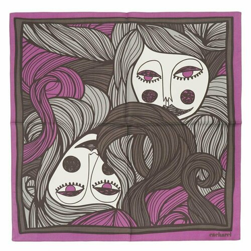 фото Платок cacharel, натуральный шелк, 53х53 см, розовый, фиолетовый