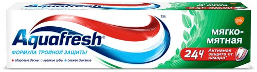 Зубная паста Aquafresh Тройная защита формула тройной защиты, 100 мл, 100 г, белый-зеленый