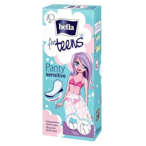 Bella прокладки ежедневные For teens Panty sensitive, 1 капля, 20 шт., белый прокладки ежедневные bella for teens 20шт sensitive супертонкие тонкие 1мм