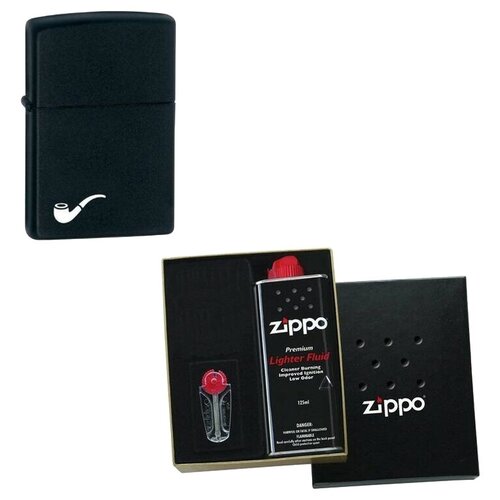 Zippo Pipe с топливом и кремнями в подарочной упаковке Black Matte набор из зажигалки 218zb zippo c топливом 125 мл и кремнями