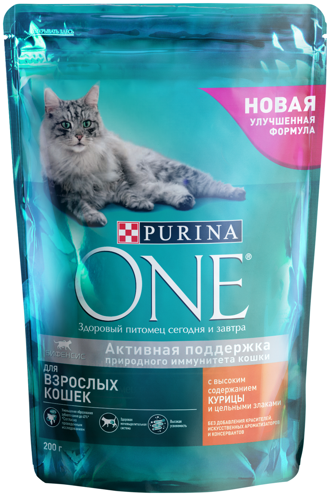 PURINA ONE для взрослых кошек с курицей и злаками (0,2 кг х 10 шт)