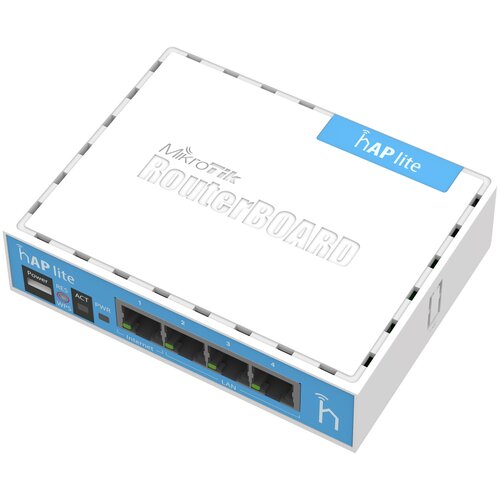 Wi-Fi точка доступа MikroTik hAP lite RU, белый / синий wi fi роутер mikrotik rb941 2nd