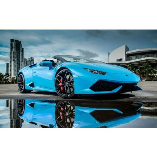 Моющиеся виниловые фотообои Авто Синий Lamborghini Huracan 400х250 см 9080₽