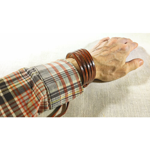 фото Браслет кожаный ручной работы "пружинка коричневые 5 полос" хельга шванцхен leatherca