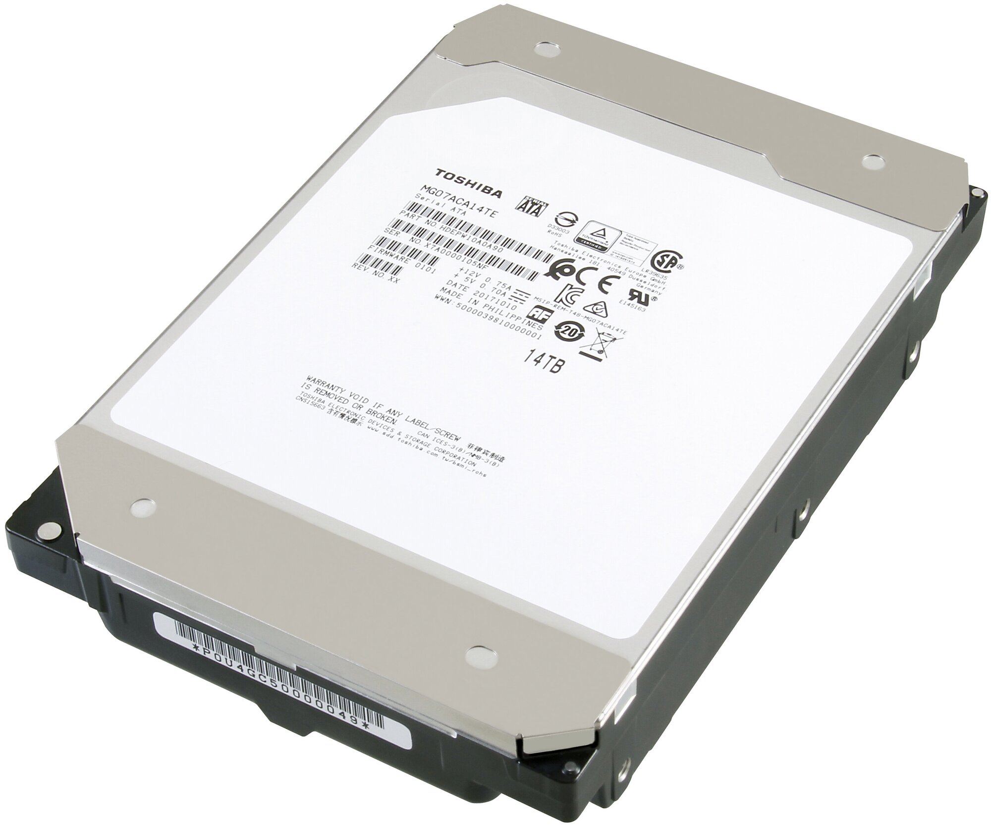 Внутренний HDD диск TOSHIBA 14TB, SATA3, 3.5" (MG07ACA14TE)