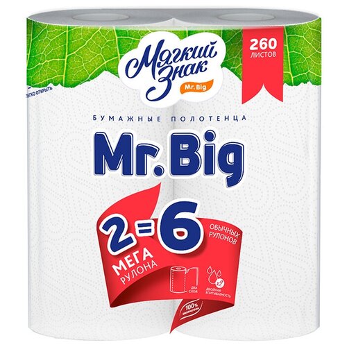 Полотенца бумажные Мягкий знак Mr.Big двухслойные 2 рул. 23 х 25 см