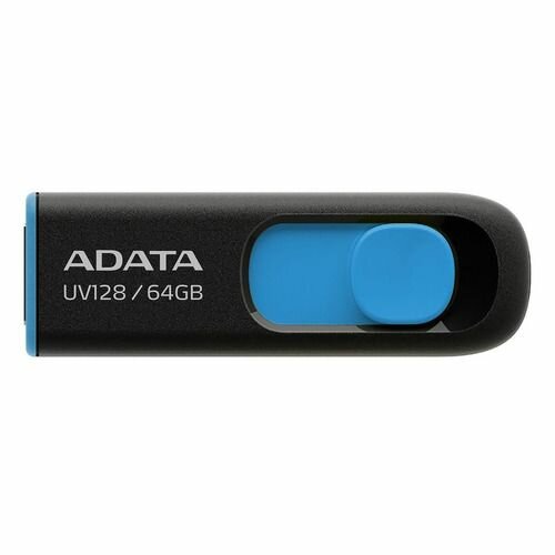 Флешка USB A-Data DashDrive UV128 64ГБ, USB3.0, черный и синий [auv128-64g-rbe]