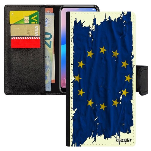 фото Чехол-книжка на телефон huawei p20 pro, "флаг европы на ткани" страна государственный utaupia