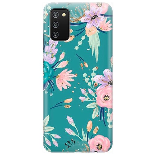 фото Re:pa чехол - накладка artcolor для samsung galaxy a02s с принтом "цветы и золотые блестки"