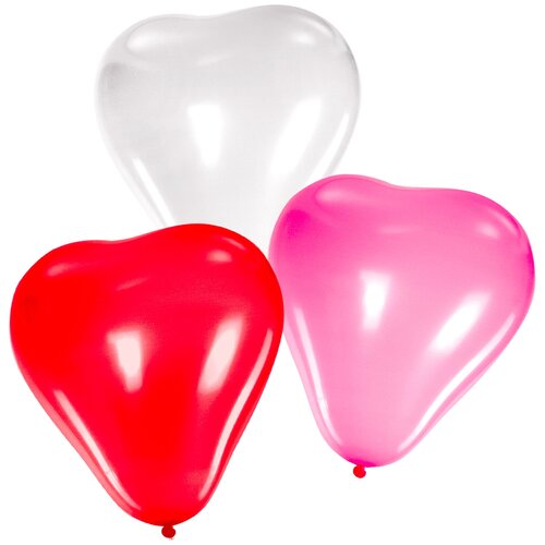 фото Набор воздушных шаров золотая сказка сердце 105008 (50 шт.) белый/розовый/красный