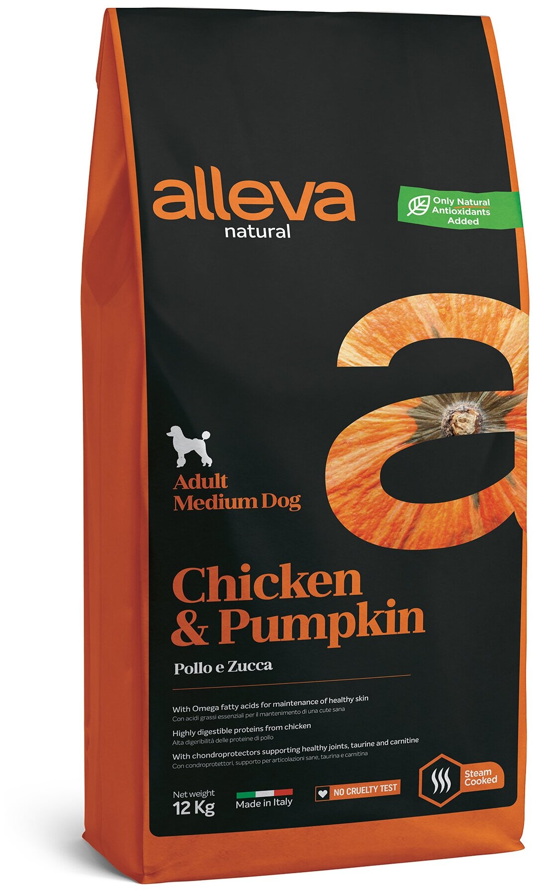 Alleva Natural Adult Chicken & Pumpkin Medium сухой корм для взрослых собак с курицей и тыквой - 12 кг