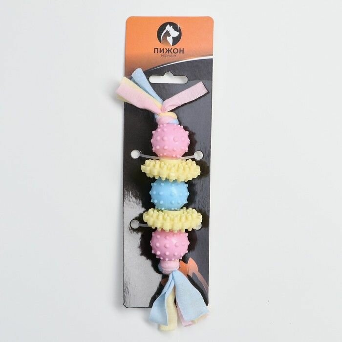 Игрушка жевательная для собак Пижон Premium на верёвке, 5 элементов, термопластичная резина, микс - фотография № 11