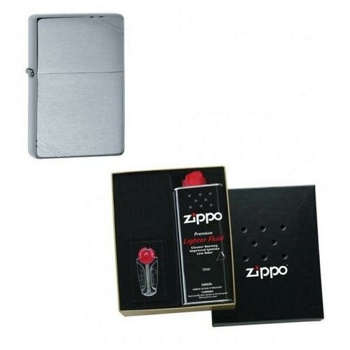 Зажигалка ZIPPO Vintage Series 1937 High Polish Chrome в подарочной упаковке + топливо и кремни