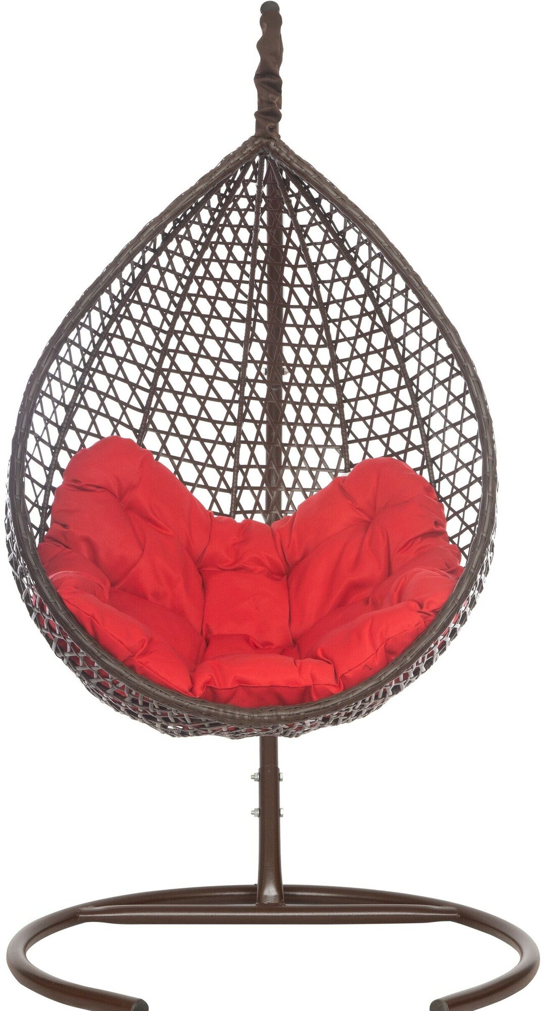 Подвесное кресло-кокон MONTBLANC коричневый + каркас (красная подушка Relax) - фотография № 2