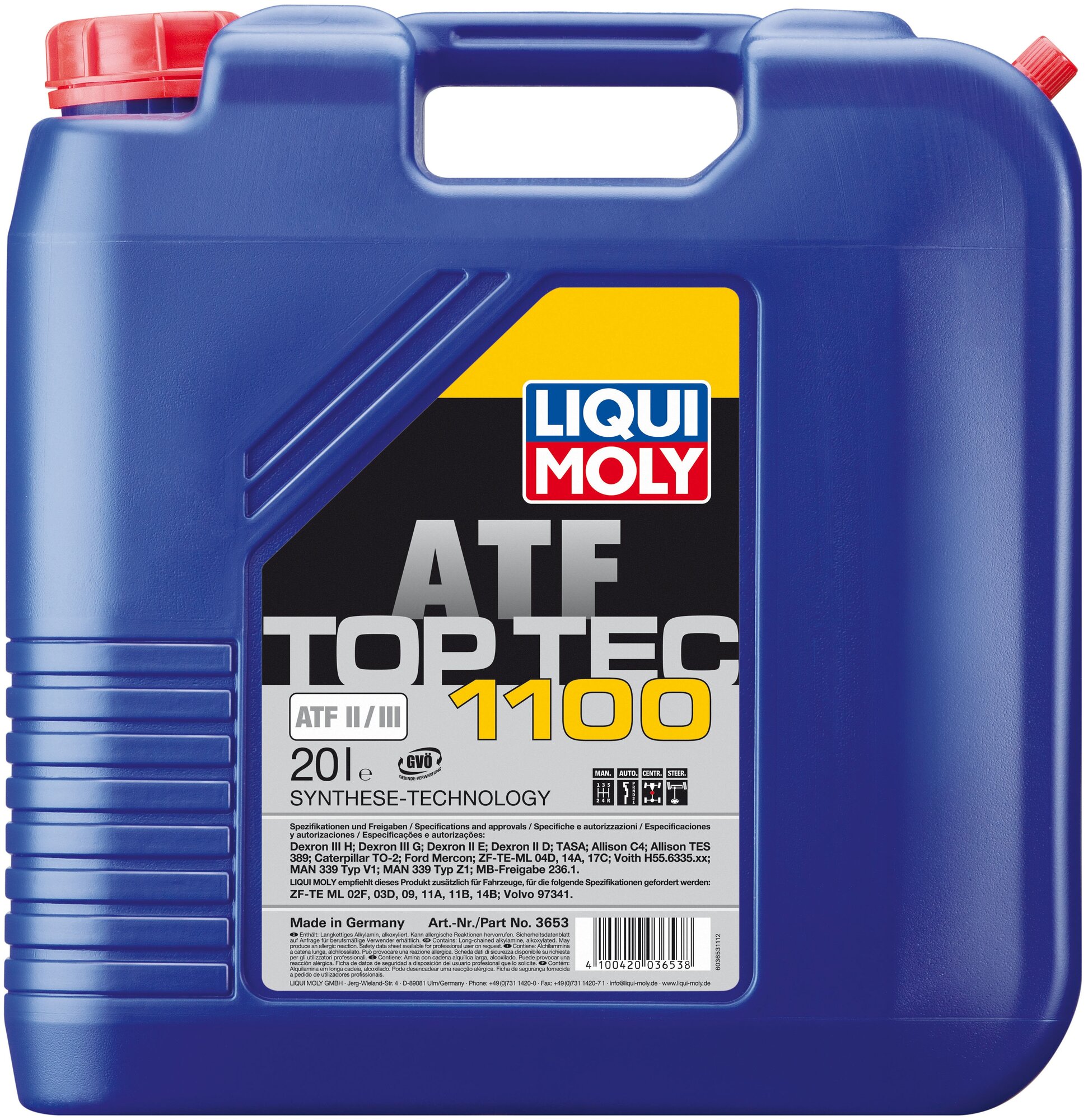 Масло трансмиссионное HC-синтетическое Top Tec ATF 1100 20л - 3653 - LIQUI MOLY