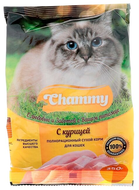 Корм полнорационный сухой для кошек Chammy С Курицей 350 г - фотография № 5
