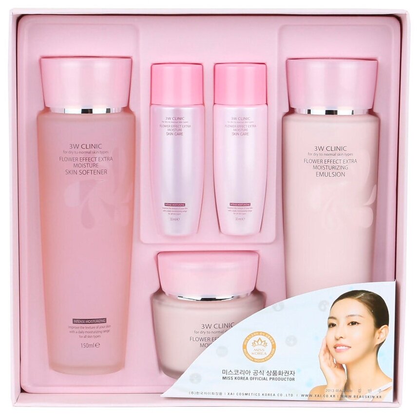 3W CLINIC   3  c    (, , ) Flower Effect Extra Moisturizing 3 Kit Set, 3W CLINIC