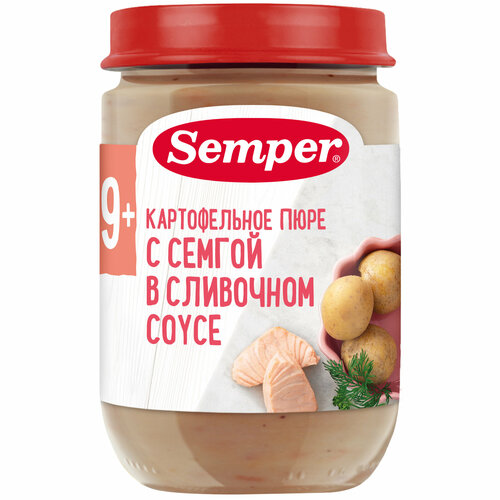 Пюре Semper картофельное с сёмгой в сливочном соусе, с 12 месяцев, 190 г семга филе gustafsen х к 200 г