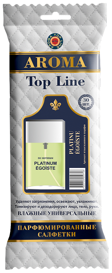 AROMA TOP LINE Влажные салфетки универсальные парфюмированные Chanel Platinum Egoiste №5