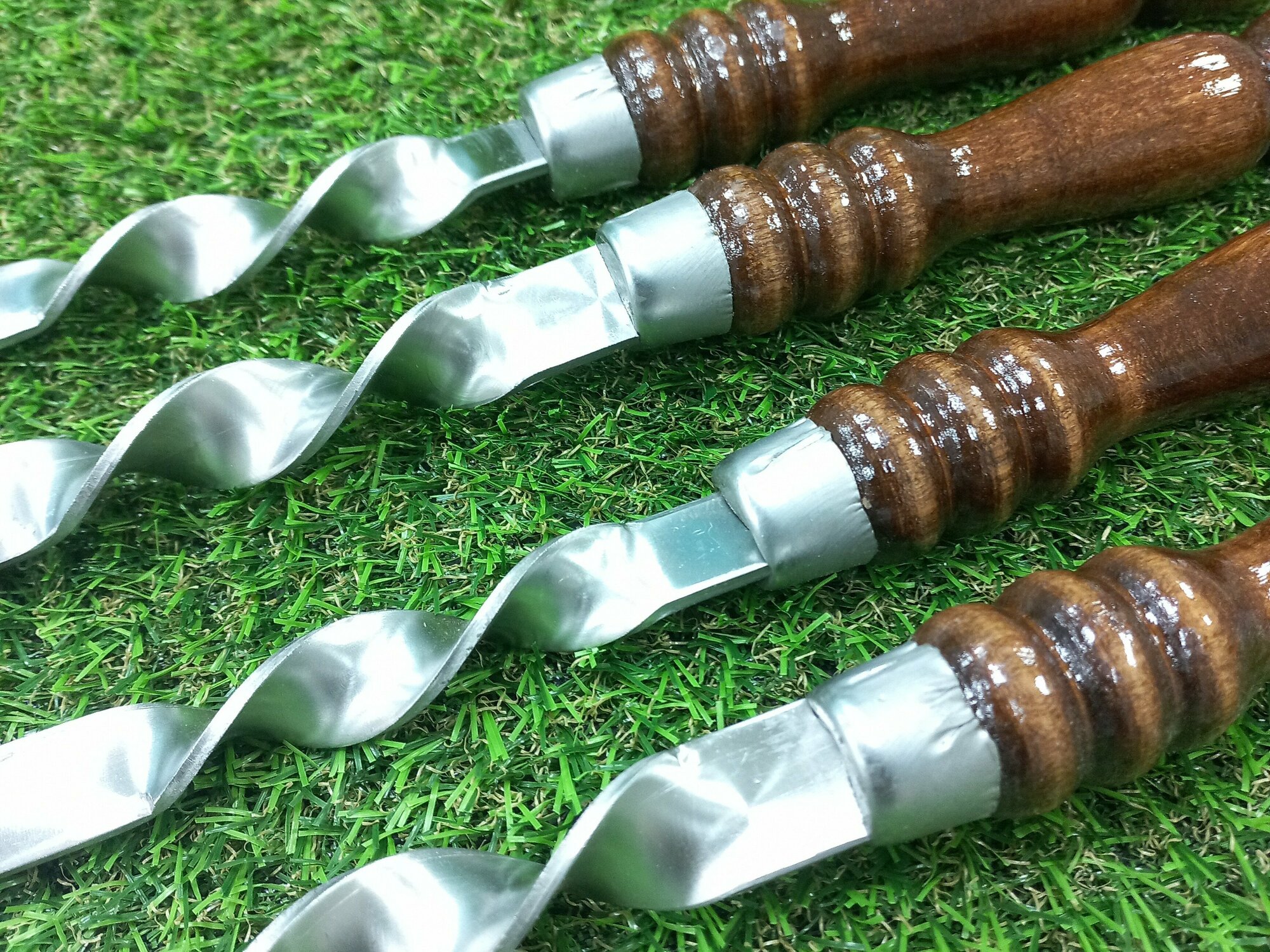 Набор шампуров для люля-кебаб с деревянной ручкой, длина лезвия 40 см/шампуры люля-кебаб 4 шт - фотография № 7