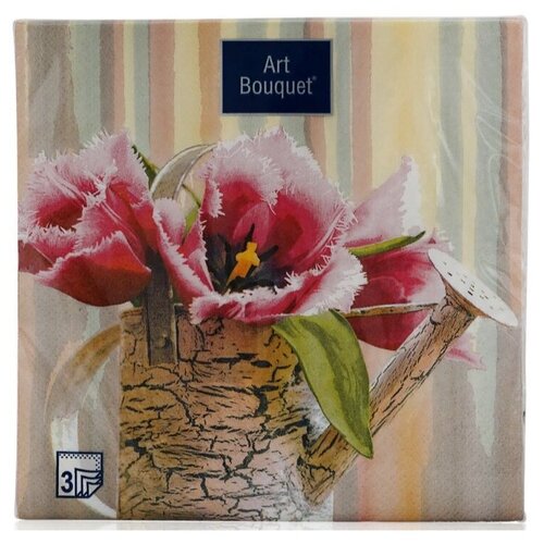 Купить АртБукет Салфетки бумажные Art Bouquet Натюрморт с тюльпанами, 3 слоя, 33x33, 20 листов, Бумажные салфетки