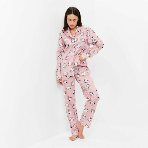 фото Пижама , брюки, жакет, размер 52, розовый pr-market