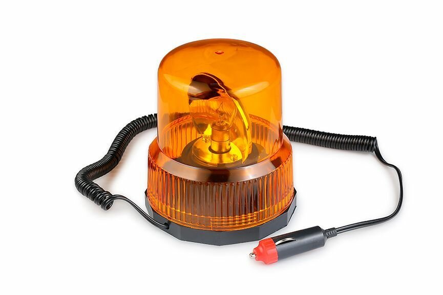 Маяк автомобильный проблесковый желтый в прикуриватель 24В на магните А24 21 3  лампа BA15S  146 122мм С24 21М