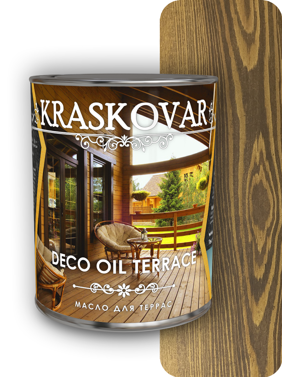 Масло для террас Kraskovar Deco Oil Terrace Орех 0,75 л 1124 - фотография № 6