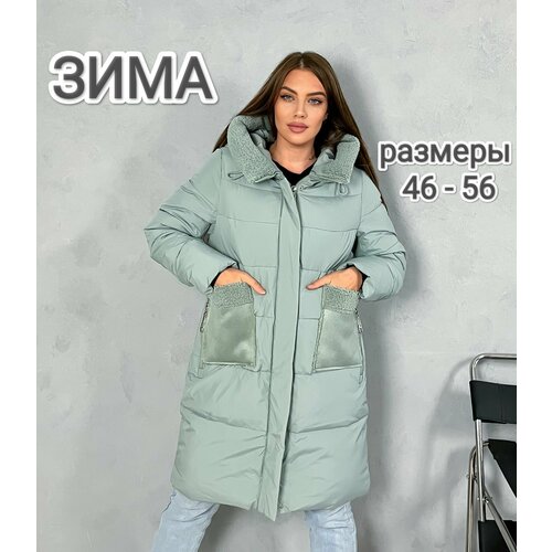 фото Пуховик, размер 46-48, бирюзовый без бренда