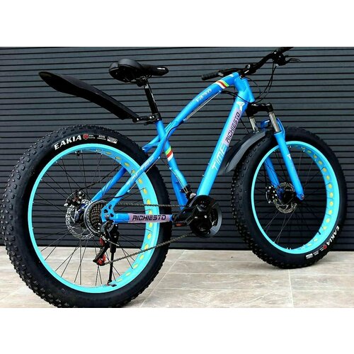Велосипед Фэтбайк Fatbike на спицах Richiesto ТТ034 21s 26 Стальная рама Взрослый Мужской Женский Подростковый синий с черным 2588500₽