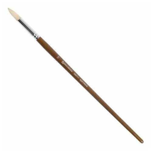 Кисть художественная профессиональная BRAUBERG ART CLASSIC, щетина, круглая, № 10, длинная ручка, 200711