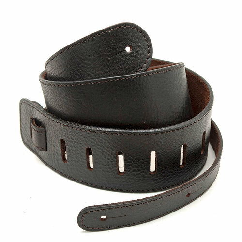 FioGe 363-04-2 Crack Ремень для гитары из натуральной кожи черный с коричневым низом, длина 100-138 см