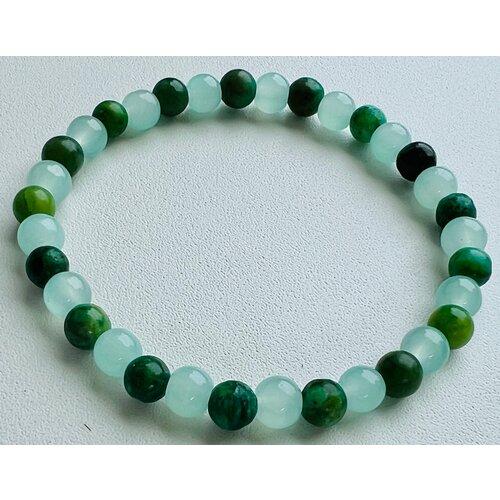 Браслет, 1 шт., размер 17.5 см, размер one size, зеленый браслет из натурального камня хризоколла зеленая с коралловыми вставками 6мм