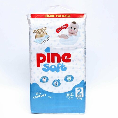 Подгузники детские Pine Soft 2 Mini 3 - 6 kg, 102 шт