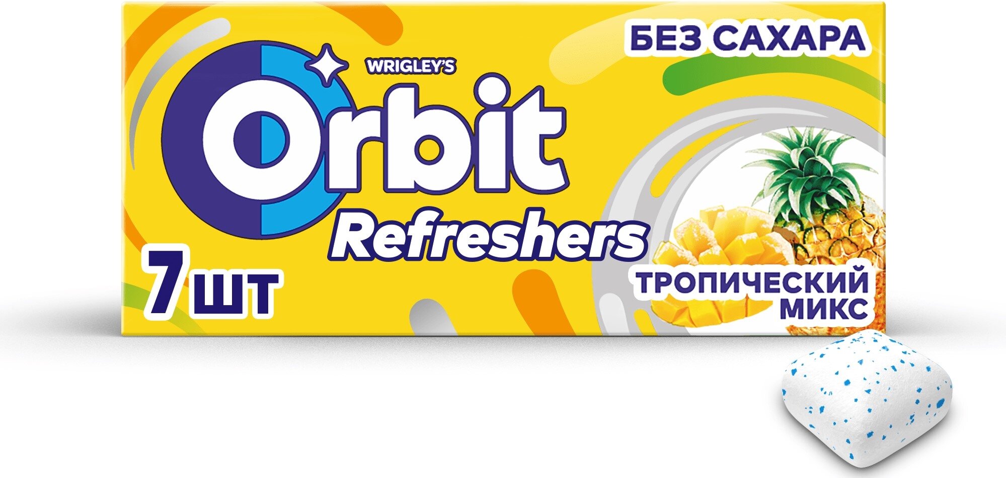 Жевательная резинка Orbit Refreshers тропический вкус, без сахара, 16г - фотография № 4