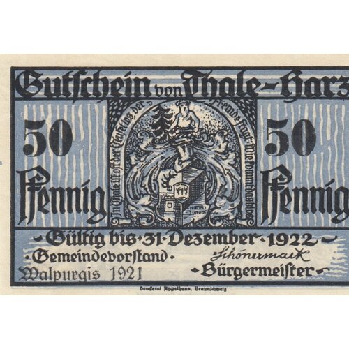 Германия (Веймарская Республика) Тале-ам-Гарц 50 пфеннигов 1921 г. (№2) германия веймарская республика тале ам гарц 50 пфеннигов 1921 г 2 2