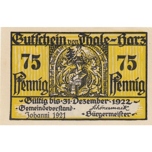 Германия (Веймарская Республика) Тале-ам-Гарц 75 пфеннигов 1921 г. (№2) (2) германия веймарская республика тале ам гарц 50 пфеннигов 1921 г 2 2