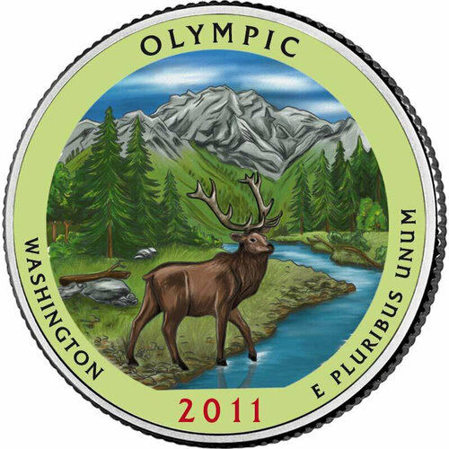 (008p) Монета США 2011 год 25 центов Олимпик Вариант №1 Медь-Никель COLOR. Цветная
