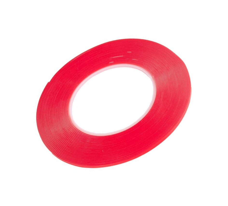 Duct tape / Скотч двусторонний прозрачный 3M с красной защитной лентой толщина 1мм ширина 3мм длина 10м