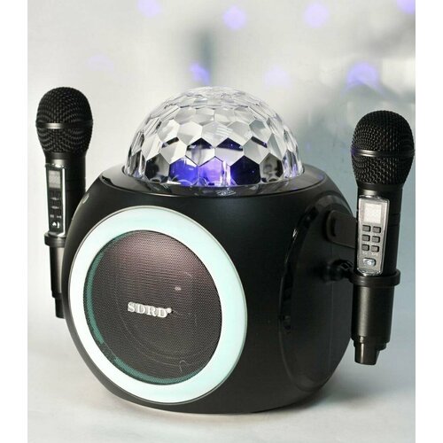 Портативная премиальная сверхмощная беспроводная Bluetooth колонка диско шар RGB мощный басс для вечеринки караоке звуковой микрофон набор 950000₽