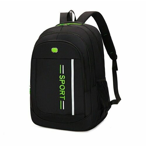 Рюкзак зеленый/черный (sport bag) с светоотражающей полосой.