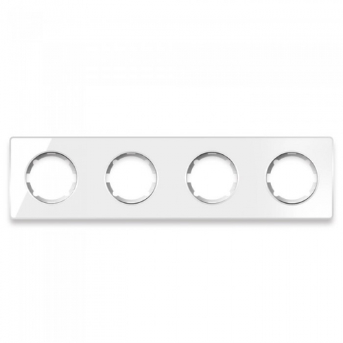 Рамка горизонтальная стеклянная на 4 прибора, цвет белый