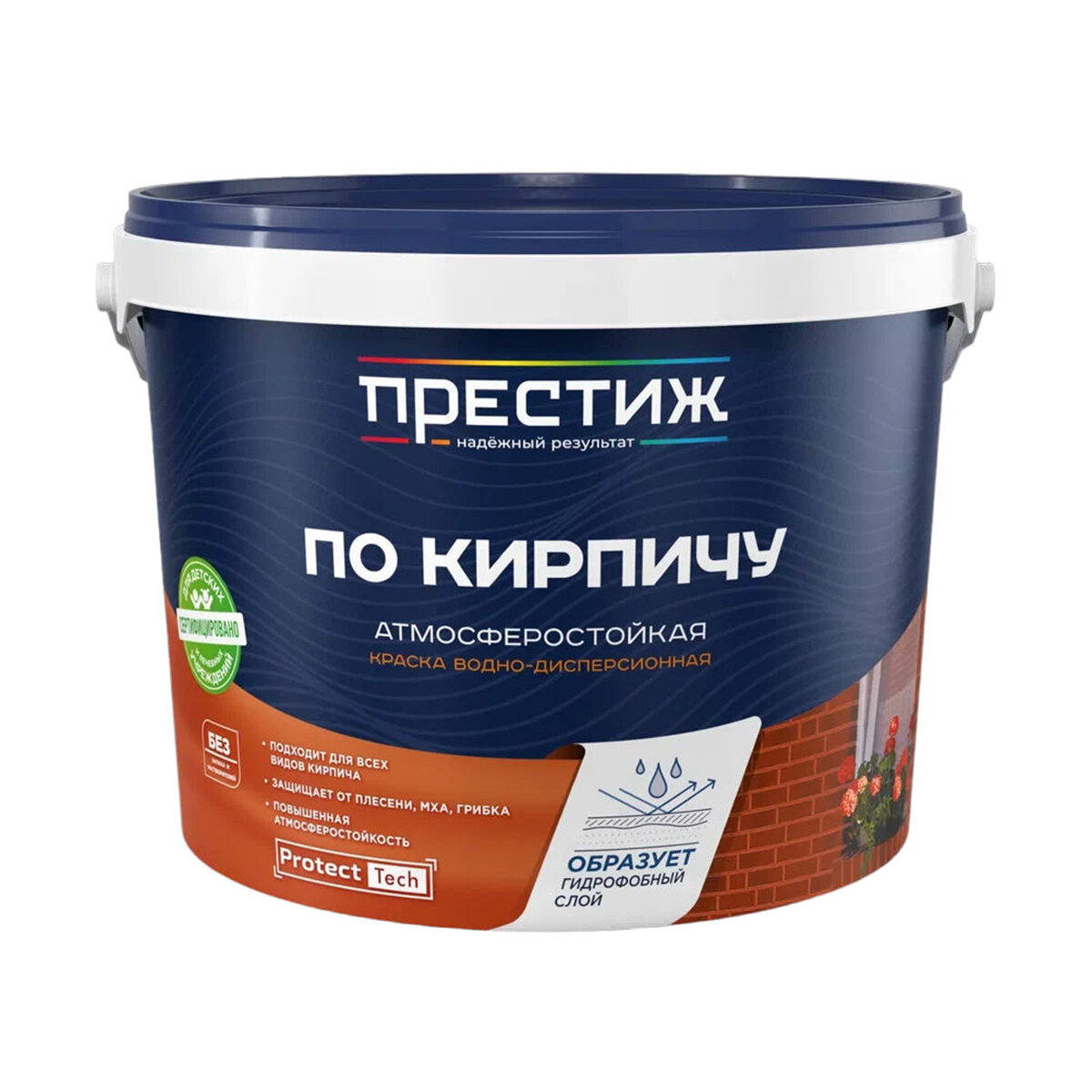 фото Краска водно-дисперсионная по кирпичу Престиж, красно-коричневая, 2,4 кг