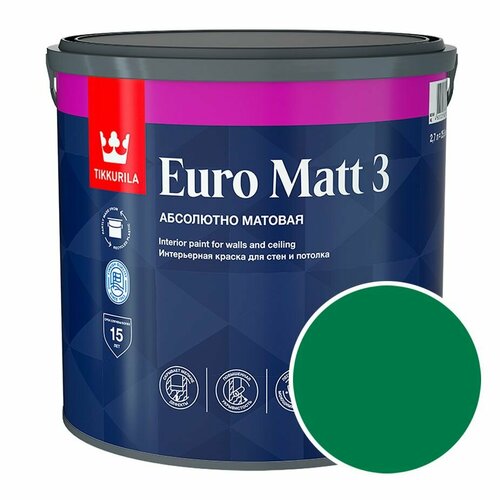 Краска интерьерная Tikkurila Euro Matt 3 RAL 6029 (Мятно-зеленый - Mint green) 2,7 л